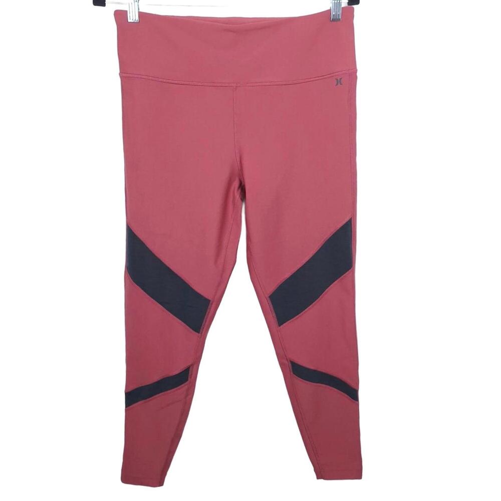 Hurley Womens Dusty Rose/Black Xlarge‎ Leggings Workout Fitness Ankle Pre Owned